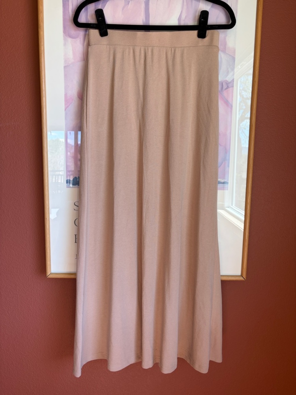 OGL Knit Jersey Khaki/Tan Maxi Skirt, NWT Size M